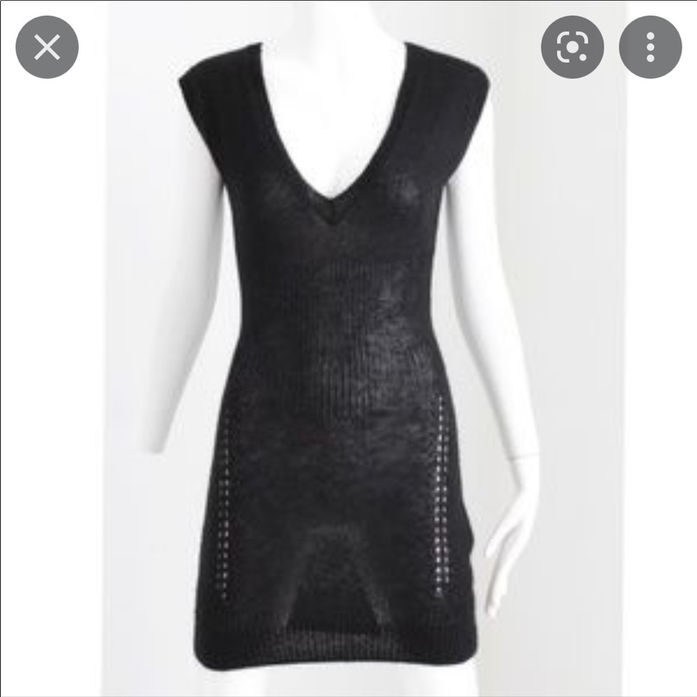 AX ARMANI EXCHANGE Sleeveless Thin Knit Mini Sweater Dress Black Size S